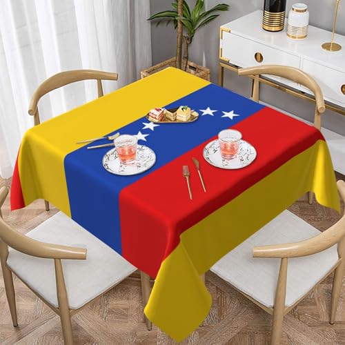 WKSGDSG Auslaufsichere, quadratische Tischdecke, 137 x 137 cm, dekorative Esszimmerdecke für Partys, Hochzeiten und Veranstaltungen im Freien, Flagge Venezuela, knitterfreie Polyester-Tischwäsche für WKSGDSG Auslaufsichere, quadratische Tischdecke, 137 x 137 cm, dekorative Esszimmerdecke für Partys, Hochzeiten und Veranstaltungen im Freien, Flagge Venezuela, knitterfreie Polyester-Tischwäsche für von WKSGDSG