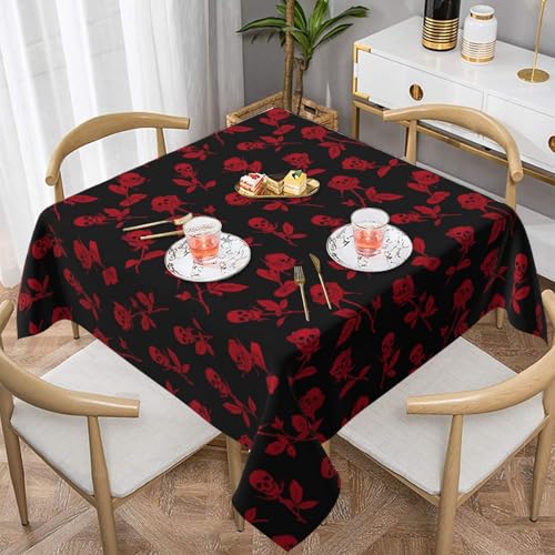 WKSGDSG Auslaufsichere, quadratische Tischdecke, 137 x 137 cm, dekorative Esszimmerdecke für Partys, Hochzeiten und Veranstaltungen im Freien, Totenkopf-Rose, knitterfreie Polyester-Tischwäsche für WKSGDSG Auslaufsichere, quadratische Tischdecke, 137 x 137 cm, dekorative Esszimmerdecke für Partys, Hochzeiten und Veranstaltungen im Freien, Totenkopf-Rose, knitterfreie Polyester-Tischwäsche für von WKSGDSG