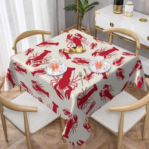 WKSGDSG Auslaufsichere, quadratische Tischdecke, 137 x 137 cm, dekorative Esszimmerdecke für Partys, Hochzeiten und Veranstaltungen im Freien, rote Hummer-Tischdecken, knitterfreie WKSGDSG Auslaufsichere, quadratische Tischdecke, 137 x 137 cm, dekorative Esszimmerdecke für Partys, Hochzeiten und Veranstaltungen im Freien, rote Hummer-Tischdecken, knitterfreie von WKSGDSG
