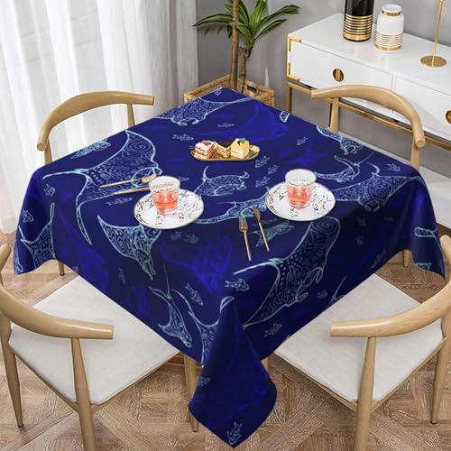 WKSGDSG Farmhouse-Tischdecken für quadratische Tische, Mantarochen und Fisch-Tischdecken für drinnen und draußen, abwischbar, waschbar, weiche Polyester-Tischdecke für Küche, Party, Bankett WKSGDSG Farmhouse-Tischdecken für quadratische Tische, Mantarochen und Fisch-Tischdecken für drinnen und draußen, abwischbar, waschbar, weiche Polyester-Tischdecke für Küche, Party, Bankett von WKSGDSG