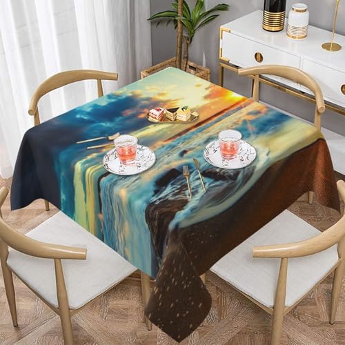 WKSGDSG Farmhouse-Tischdecken für quadratische Tische, Sonnenuntergang, Strand, Tischdecke für drinnen und draußen, abwischbar, waschbar, weiche Polyester-Tischdecke für Küche, Party, Bankett WKSGDSG Farmhouse-Tischdecken für quadratische Tische, Sonnenuntergang, Strand, Tischdecke für drinnen und draußen, abwischbar, waschbar, weiche Polyester-Tischdecke für Küche, Party, Bankett von WKSGDSG