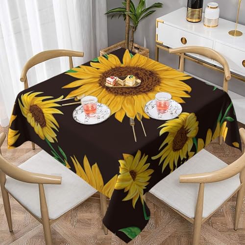 WKSGDSG Wasserdichte, quadratische Tischdecke, 152 x 152 cm, auslaufsicher und knitterfrei, dekorative Tischdecke für Esstisch, Küche, Party, Sonnenblumentischdecken für Esszimmer WKSGDSG Wasserdichte, quadratische Tischdecke, 152 x 152 cm, auslaufsicher und knitterfrei, dekorative Tischdecke für Esstisch, Küche, Party, Sonnenblumentischdecken für Esszimmer von WKSGDSG