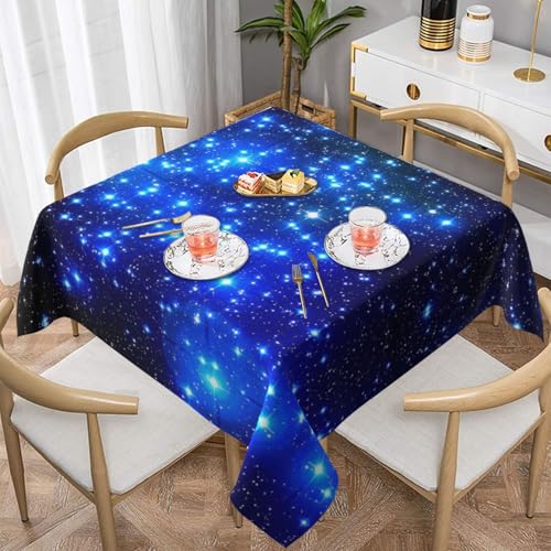 WKSGDSG Wasserdichte, quadratische Tischdecke, 152 x 152 cm, auslaufsicher und knitterfrei, dekorative Tischdecke für Esstisch, Küche, Party, blaue glänzende Sterne, Tischdecken für Esszimmer WKSGDSG Wasserdichte, quadratische Tischdecke, 152 x 152 cm, auslaufsicher und knitterfrei, dekorative Tischdecke für Esstisch, Küche, Party, blaue glänzende Sterne, Tischdecken für Esszimmer von WKSGDSG