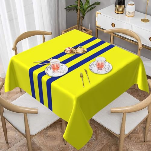 WKSGDSG Wasserdichte, quadratische Tischdecke, 152 x 152 cm, auslaufsicher und knitterfrei, dekorative Tischdecke für Esstisch, Küche, Party, gelb-blaue Streifen für Esszimmer WKSGDSG Wasserdichte, quadratische Tischdecke, 152 x 152 cm, auslaufsicher und knitterfrei, dekorative Tischdecke für Esstisch, Küche, Party, gelb-blaue Streifen für Esszimmer von WKSGDSG