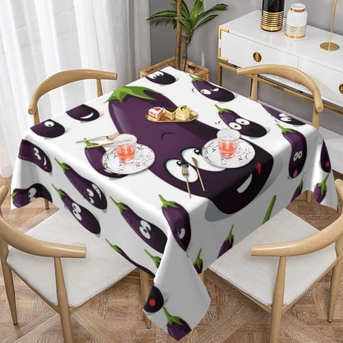 WKSGDSG Wasserdichte quadratische Tischdecke, 152 x 152 cm, auslaufsicher und knitterfrei, dekorative Tischdecke für Esstisch, Küche, Party, Cartoon-Auberginen-Tischdecken für Esszimmer WKSGDSG Wasserdichte quadratische Tischdecke, 152 x 152 cm, auslaufsicher und knitterfrei, dekorative Tischdecke für Esstisch, Küche, Party, Cartoon-Auberginen-Tischdecken für Esszimmer von WKSGDSG