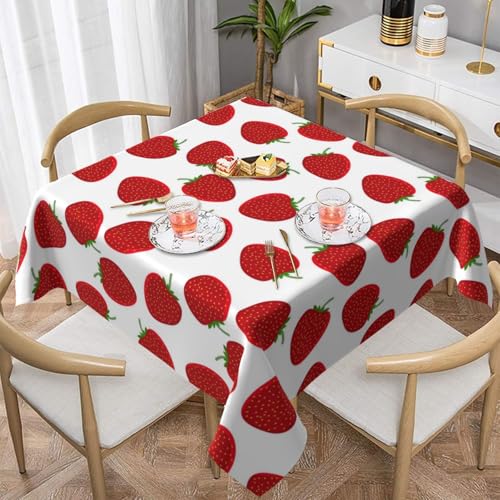 WKSGDSG Wasserdichte quadratische Tischdecke, 152 x 152 cm, auslaufsicher und knitterfrei, dekorative Tischdecke für Esstisch, Küche, Party, Erdbeer-Tischdecken für Esszimmer WKSGDSG Wasserdichte quadratische Tischdecke, 152 x 152 cm, auslaufsicher und knitterfrei, dekorative Tischdecke für Esstisch, Küche, Party, Erdbeer-Tischdecken für Esszimmer von WKSGDSG