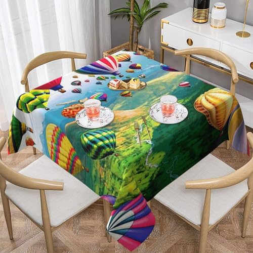 WKSGDSG Wasserdichte quadratische Tischdecke, 152 x 152 cm, auslaufsicher und knitterfrei, dekorative Tischdecke für Esstisch, Küche, Party, Heißluftballon-Tischdecken für Esszimmer WKSGDSG Wasserdichte quadratische Tischdecke, 152 x 152 cm, auslaufsicher und knitterfrei, dekorative Tischdecke für Esstisch, Küche, Party, Heißluftballon-Tischdecken für Esszimmer von WKSGDSG