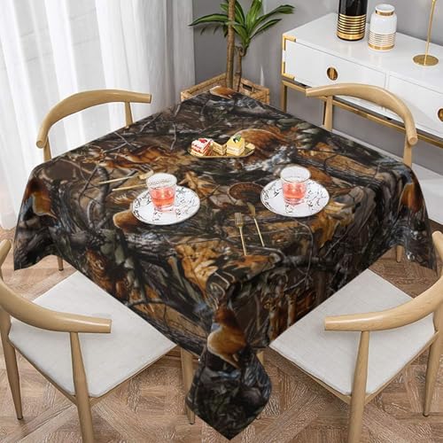 WKSGDSG Wasserdichte quadratische Tischdecke, 152 x 152 cm, auslaufsicher und knitterfrei, dekorative Tischdecke für Esstisch, Küche, Party, Jagd, Hirsch, Bär, Elch, Tischdecken für Esszimmer WKSGDSG Wasserdichte quadratische Tischdecke, 152 x 152 cm, auslaufsicher und knitterfrei, dekorative Tischdecke für Esstisch, Küche, Party, Jagd, Hirsch, Bär, Elch, Tischdecken für Esszimmer von WKSGDSG