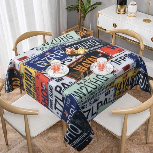 WKSGDSG Wasserdichte quadratische Tischdecke, 152 x 152 cm, auslaufsicher und knitterfrei, dekorative Tischdecke für Esstisch, Küche, Party, Nummernschild-Tischdecken für Esszimmer WKSGDSG Wasserdichte quadratische Tischdecke, 152 x 152 cm, auslaufsicher und knitterfrei, dekorative Tischdecke für Esstisch, Küche, Party, Nummernschild-Tischdecken für Esszimmer von WKSGDSG