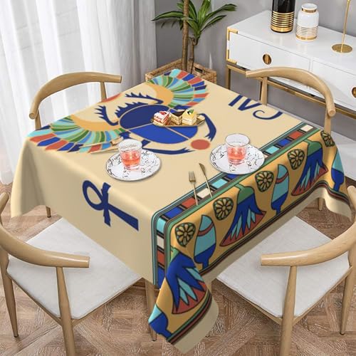 WKSGDSG Wasserdichte quadratische Tischdecke, 152 x 152 cm, auslaufsicher und knitterfrei, dekorative Tischdecke für Esstisch, Küche, Party, ägyptische Skarabäus-Tischdecken für Esszimmer WKSGDSG Wasserdichte quadratische Tischdecke, 152 x 152 cm, auslaufsicher und knitterfrei, dekorative Tischdecke für Esstisch, Küche, Party, ägyptische Skarabäus-Tischdecken für Esszimmer von WKSGDSG
