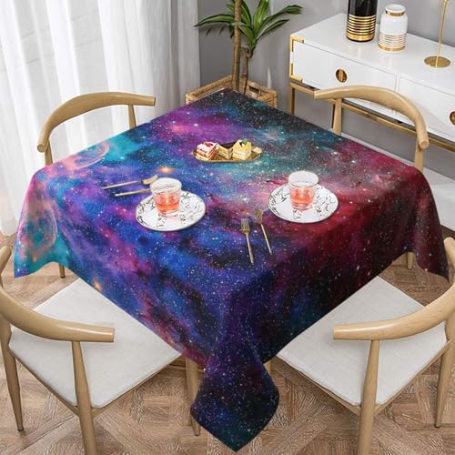 WKSGDSG Wasserdichte quadratische Tischdecke, 152 x 152 cm, auslaufsicher und knitterfrei, dekorative Tischdecke für Esstisch, Küche, Party, bunte Galaxie-Tischdecken für Esszimmer WKSGDSG Wasserdichte quadratische Tischdecke, 152 x 152 cm, auslaufsicher und knitterfrei, dekorative Tischdecke für Esstisch, Küche, Party, bunte Galaxie-Tischdecken für Esszimmer von WKSGDSG