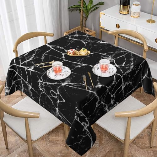 WKSGDSG Wasserdichte quadratische Tischdecke, 152 x 152 cm, auslaufsicher und knitterfrei, dekorative Tischdecke für Esstisch, Küche, Party, schwarze Marmor-Tischdecken für Esszimmer WKSGDSG Wasserdichte quadratische Tischdecke, 152 x 152 cm, auslaufsicher und knitterfrei, dekorative Tischdecke für Esstisch, Küche, Party, schwarze Marmor-Tischdecken für Esszimmer von WKSGDSG