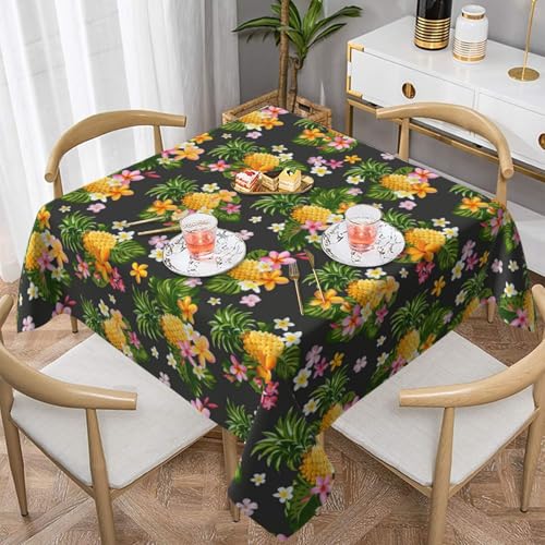 WKSGDSG Wasserdichte quadratische Tischdecke, 152 x 152 cm, auslaufsicher und knitterfrei, dekorative Tischdecke für Esstisch, Küche, Party, tropische Ananas, hawaiianische Tischdecken für Esszimmer WKSGDSG Wasserdichte quadratische Tischdecke, 152 x 152 cm, auslaufsicher und knitterfrei, dekorative Tischdecke für Esstisch, Küche, Party, tropische Ananas, hawaiianische Tischdecken für Esszimmer von WKSGDSG