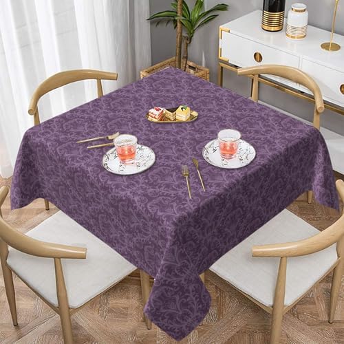 WKSGDSG Wasserdichte quadratische Tischdecke, 152 x 152 cm, auslaufsicher und knitterfrei, dekorative Tischdecke für Esstisch, Küche, Party, violette Tischdecken für Esszimmer von WKSGDSG