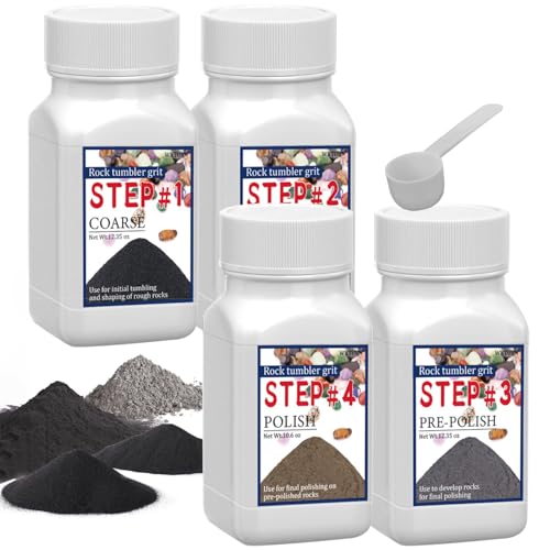 WKTURN Rock Tumbler Grit Set, Siliziumkarbid Stein- und Glas-Poliermittel, 4-stufiges Körnungs-Set für jeden Rock Polierer von WKTURN