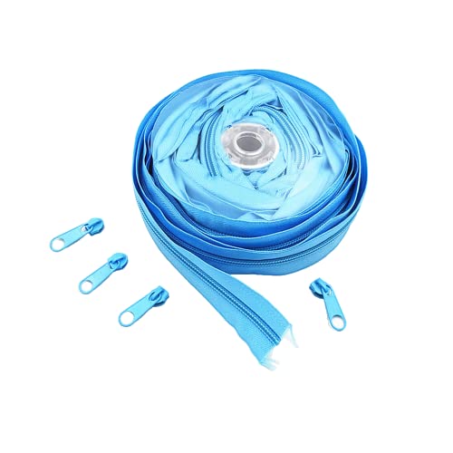 10 Meter langer Nylon-Reißverschluss mit 20 Reißverschlussschiebern für Heimwerker, Nähen, Kleidung, Zubehör (20 Farben) (Himmelblau) von WKXFJJWZC