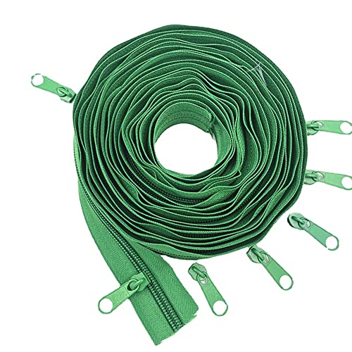 WKXFJJWZC 10 Meter (10,8 Yard) 5# langer Nylon-Spiral-Reißverschluss mit 20 Reißverschlussschiebern für DIY Nähen Kleidung Zubehör (20 Farben) (grasgrün) von WKXFJJWZC