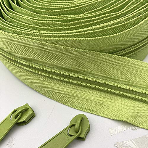 WKXFJJWZC 10 Meter langer Nylon-Reißverschluss mit 20 Reißverschlussschiebern für Heimwerker, Nähen, Kleidung, Zubehör (20 Farben) (grün) von WKXFJJWZC