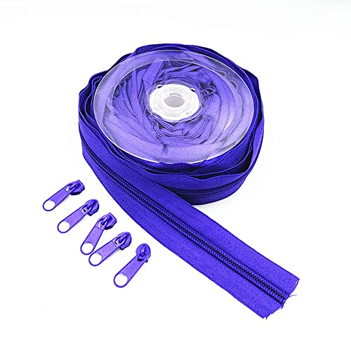WKXFJJWZC 10 Meter (10,8 Yard) 5# langer Nylon-Spiral-Reißverschluss mit 20 Reißverschlussschiebern für DIY Nähen Kleidung Zubehör (20 Farben) (lila) von WKXFJJWZC
