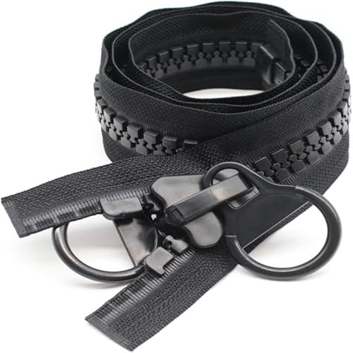 WKXFJJWZC 20# große Kunststoff-Reißverschlüsse, schwarzes Band mit doppelter Zuglasche, robuste Reißverschlüsse zum Nähen, Schlafsack, Boot, Leinwand, Abdeckung, Trampolin (schwarz, 100 cm) von WKXFJJWZC