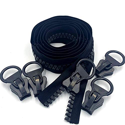 WKXFJJWZC Bulk 1,8 m schwarze 14 mm breite Zähne, mit 5 Schiebern 20# super großer Reißverschluss aus Kunststoff Harz, zum Nähen, Basteln, Taschen, Zelte, Bootsabdeckung, Leinwand WKXFJJWZC Bulk 1,8 m schwarze 14 mm breite Zähne, mit 5 Schiebern 20# super großer Reißverschluss aus Kunststoff Harz, zum Nähen, Basteln, Taschen, Zelte, Bootsabdeckung, Leinwand von WKXFJJWZC