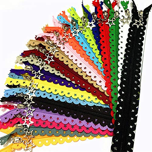 WKXFJJWZC Nylon-Reißverschluss mit Sternenmuster und Schiebergriff in Sternform, 40 Stück, 30 cm lang, zum selber Nähen, Handarbeit, Bettbeutel, 40,6 cm WKXFJJWZC Nylon-Reißverschluss mit Sternenmuster und Schiebergriff in Sternform, 40 Stück, 30 cm lang, zum selber Nähen, Handarbeit, Bettbeutel, 40,6 cm von WKXFJJWZC