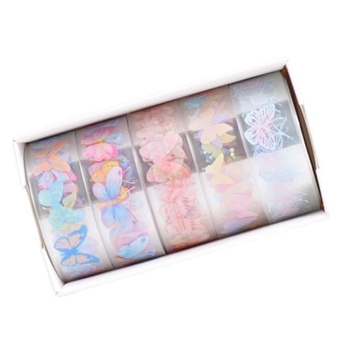 5 Rolls Blumenmuster Dekoratives Klebeband Klares Masking Handkonto Kleber Journalzubehör von WKabnkn