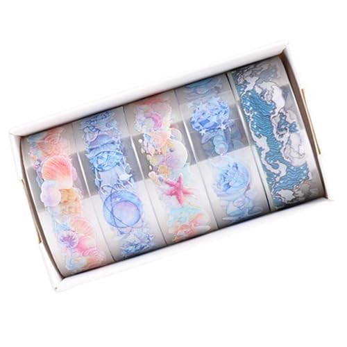 5 Rolls Blumenmuster Dekoratives Klebeband Klares Masking Handkonto Kleber Journalzubehör von WKabnkn