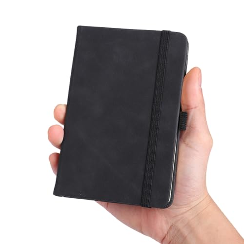 Business Notebook PU Leather Journal Elastic Gurt Close Ribbon Seitenmarke Gefüge Pocket Journal Kleines Notizblock Tagebuch von WKabnkn