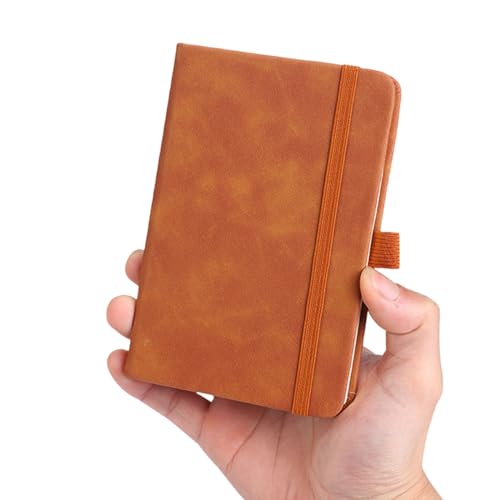 Business Notebook PU Leather Journal Elastic Gurt Close Ribbon Seitenmarke Gefüge Pocket Journal Kleines Notizblock Tagebuch von WKabnkn