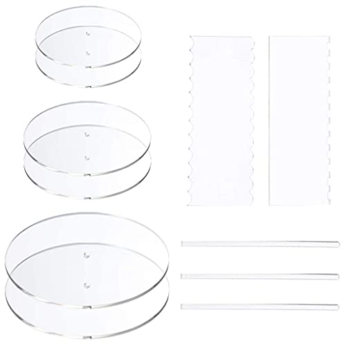 WKabnkn 11pcs Acrylkuchen Scheibe Kreis Basisbretter Säule Kammschaber Dulble Butter Buttercreme Kuchen Dekorieren Werkzeuge WKabnkn 11pcs Acrylkuchen Scheibe Kreis Basisbretter Säule Kammschaber Dulble Butter Buttercreme Kuchen Dekorieren Werkzeuge von WKabnkn
