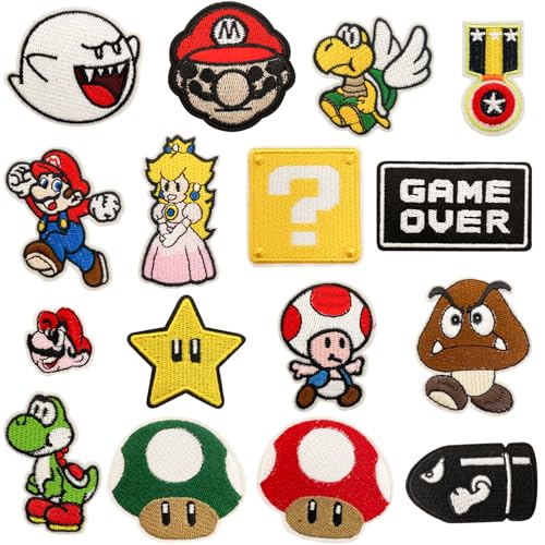 Aufbügler 16Pcs Bügelflicken Kinder Mario Flicken zum Aufbügeln Kinder, WKxinxuan Mario Bügelbilder für Textilien, Jeansflicken Draufbügeln, Bügelaufkleber Kleidung Aufbügler 16Pcs Bügelflicken Kinder Mario Flicken zum Aufbügeln Kinder, WKxinxuan Mario Bügelbilder für Textilien, Jeansflicken Draufbügeln, Bügelaufkleber Kleidung von WKxinxuan