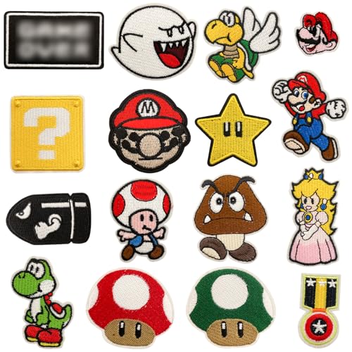 Flicken zum AufbüGeln Kinder,16 pcs Mario Bügelflicken Kinder Sticker zum AufbüGeln BüGelsticker DIY T-Shirt Patches zum AufbüGeln BüGel Patches Flicken zum AufbüGeln Kinder,16 pcs Mario Bügelflicken Kinder Sticker zum AufbüGeln BüGelsticker DIY T-Shirt Patches zum AufbüGeln BüGel Patches von WKxinxuan