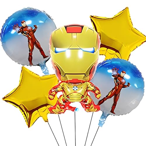 Iron Man Luftballoon Avengers Ballons Geburtstagdeko, WKxinxuan 5 Stück Iron Man Luftballons Party Geburtstag Deko Set, Superhero Deko Geburtstag, Luftballons Geburtstag, Birthday Decorations von WKxinxuan