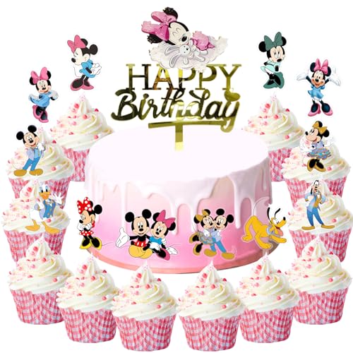 Minnie Mouse Tortendeko, Minnie Mouse Kuchen Deko, 13PCS Mickey Cake Topper, Tortendeko Minnie Mouse, Mickey Cupcake Toppers, Happy Birthday Tortendeko, Tortendeko Geburtstag von WKxinxuan