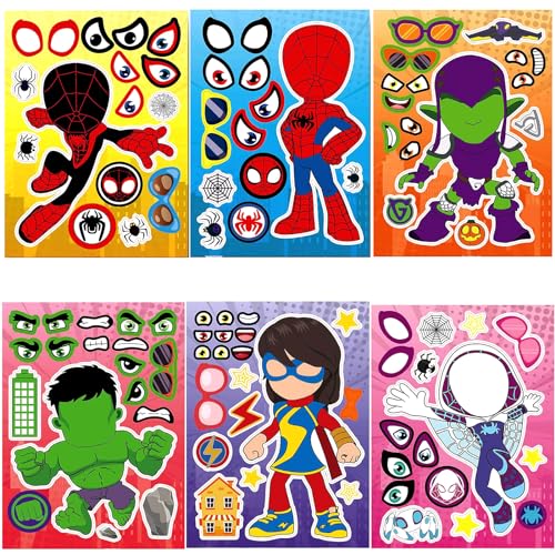 Super hero Aufkleber Sticker Marvel DIY Anime Sticker Spider Aufkleber Anime The Avengers Aufkleber Spider Aufkleber Geschenkset für Kinder Goodie Bag Füllungen von WKxinxuan