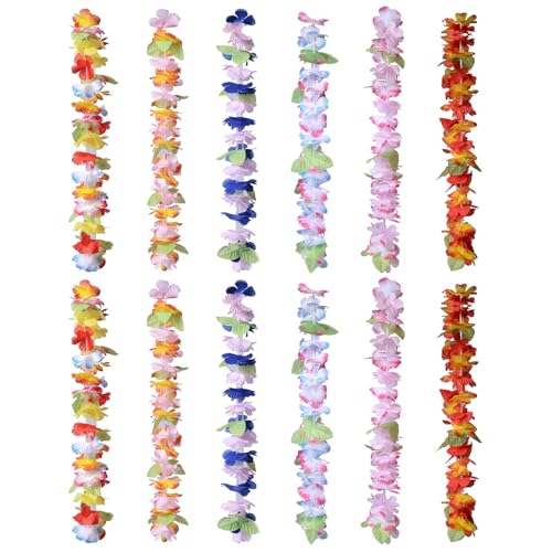 WLBON 12 Stück hawaiianische Leis Hawaii Tropische Luau Frauen Blatt Blume Halskette Bunte Girlande Party Leis für Strand Sommer Hochzeit Urlaub Festival Cosplay Geburtstag Dress Up Party Dekorationen WLBON 12 Stück hawaiianische Leis Hawaii Tropische Luau Frauen Blatt Blume Halskette Bunte Girlande Party Leis für Strand Sommer Hochzeit Urlaub Festival Cosplay Geburtstag Dress Up Party Dekorationen von WLBON