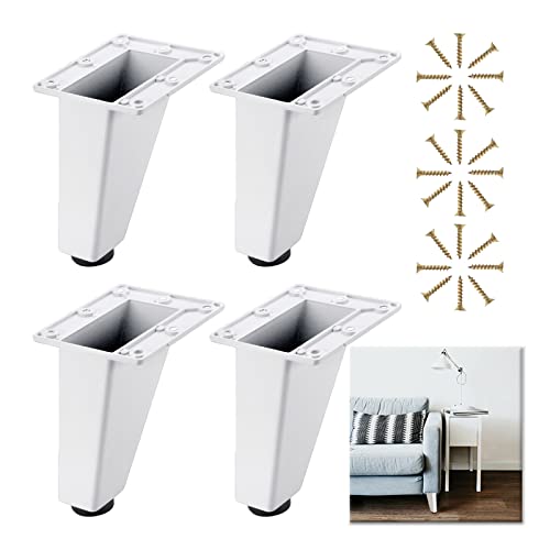 WLCNYL 4 Stück Möbelbeine, Weiß/Schwarz, DIY-Möbel-Tischbeine aus Metall, mit Schrauben und Schutzfüßen, Ersatzmöbelfüße für Schränke, Sofas, Schreibtische, Nachttische,Weiß-8cm(3.15in) von WLCNYL