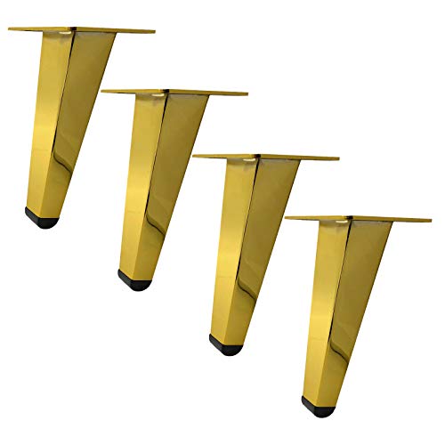 WLCNYL 4 quadratische kegelförmige Tischbeine aus Metall, Schrankbeine aus Eisen, rechtwinklige/schräge Möbelbeine, Bett/Schrank/Badezimmer, Gummimatte, geräuschlos, verdickte Stützbeine, Keine Ver von WLCNYL