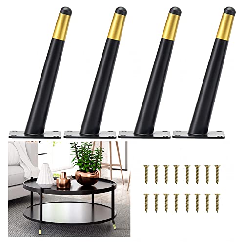WLCNYL Möbelbeine 10cm 12cm 15cm 18cm 20cm 25cm 30cm 35cm, Metall-Tischbeine, Möbelfüße mit Schrauben, Sofa-Schreibtisch-Esstisch-Couchtisch-Ersatzbeine, 4 Stück, rutschfest,BlackGold-25cm/9.8in von WLCNYL