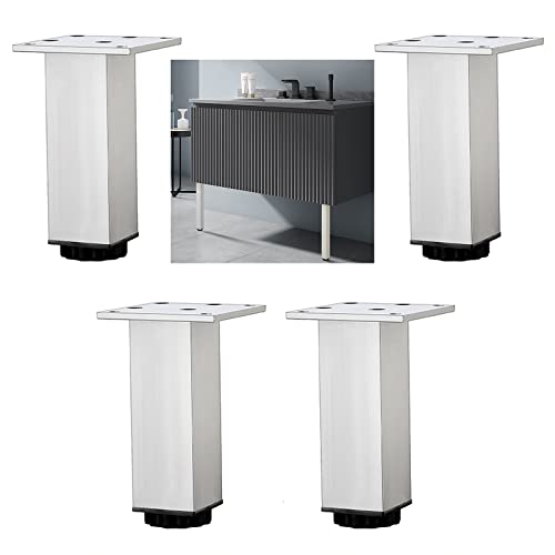 WLCNYL Möbelbeine 4 Stück, DIY-Tischbeine aus Metall, verstellbare Möbelfüße, Ersatzbeine für Küche und Bad, Schwarz/Silber, für Sofa, Tisch, Schrank, Esstisch, Couchtisch, Silber-12 cm WLCNYL Möbelbeine 4 Stück, DIY-Tischbeine aus Metall, verstellbare Möbelfüße, Ersatzbeine für Küche und Bad, Schwarz/Silber, für Sofa, Tisch, Schrank, Esstisch, Couchtisch, Silber-12 cm von WLCNYL