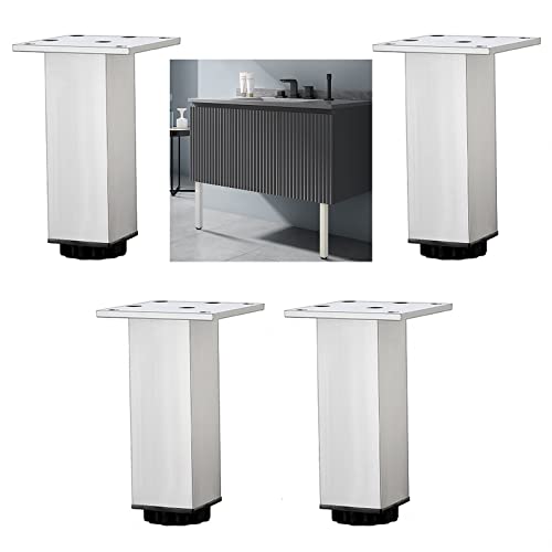 WLCNYL Möbelbeine 4 Stück, DIY-Tischbeine aus Metall, verstellbare Möbelfüße, Ersatzbeine für Küche und Bad, Schwarz/Silber, für Sofa, Tisch, Schrank, Esstisch, Couchtisch, Silber-6 cm WLCNYL Möbelbeine 4 Stück, DIY-Tischbeine aus Metall, verstellbare Möbelfüße, Ersatzbeine für Küche und Bad, Schwarz/Silber, für Sofa, Tisch, Schrank, Esstisch, Couchtisch, Silber-6 cm von WLCNYL