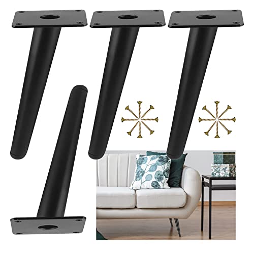 WLCNYL Möbelbeine Gold/Schwarz, Moderne Schräge Tischbeine Aus Metall, Möbelstützfüße, Ersatzbeine Für Sofa Schreibtisch Couchtisch 10cm 12cm 15cm 18cm 20cm 25cm 30cm 35cm, 4 Stück,Black-35cm/13.8i von WLCNYL