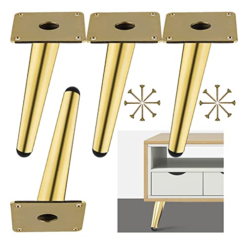 WLCNYL Möbelbeine Gold/Schwarz, Moderne schräge Tischbeine aus Metall, Möbelstützfüße, Ersatzbeine für Sofa, Schreibtisch, Couchtisch, 10 cm, 12 cm, 15 cm, 18 cm, 20 cm, 25 cm, 30 cm, 35 cm, 4 Stüc von WLCNYL