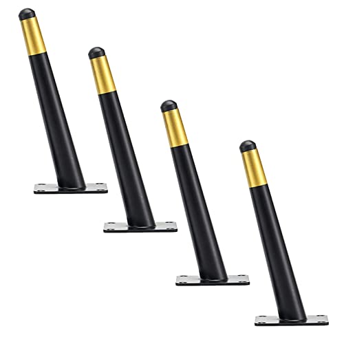 WLCNYL Möbelbeine Metall 4 Stück, Moderne Schräge Tischbeine, Möbelfüße Schwarz/Gold, Ersatzbeine für Schränke Sofas Schreibtische, für Heimwerker, 8 Größen,BlackGold-30cm/11.8in von WLCNYL