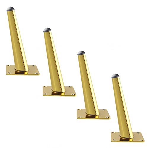 WLCNYL Möbelbeine Metall 4 Stück, Moderne Schräge Tischbeine, Möbelfüße Schwarz/Gold, Ersatzbeine für Schränke Sofas Schreibtische, für Heimwerker, 8 Größen,Gold-30cm/11.8in von WLCNYL