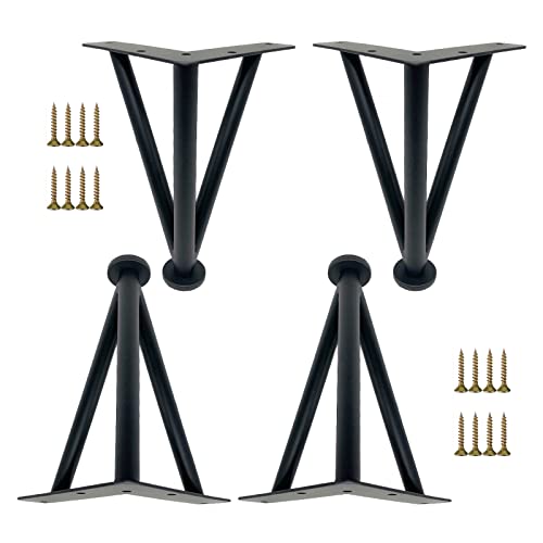 WLCNYL Möbelbeine Schwarz/Gold/Silber, 4 Stück, Tischbeine Metall, Verstellbare Möbelfüße, Möbelersatzbeine 10cm 15cm 20cm 25cm 30cm 35cm 40cm 60cm, für Soft Desk,Black-25cm/9.8in von WLCNYL