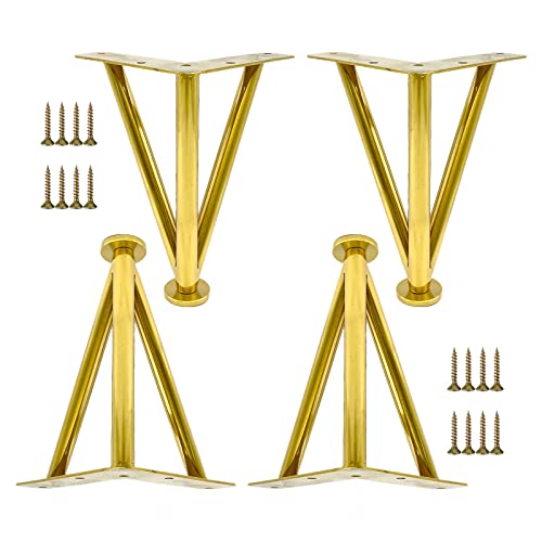 WLCNYL Möbelbeine Schwarz/Gold/Silber, 4 Stück, Tischbeine Metall, Verstellbare Möbelfüße, Möbelersatzbeine 10cm 15cm 20cm 25cm 30cm 35cm 40cm 60cm, für Soft Desk,Gold-20cm/7.8in von WLCNYL