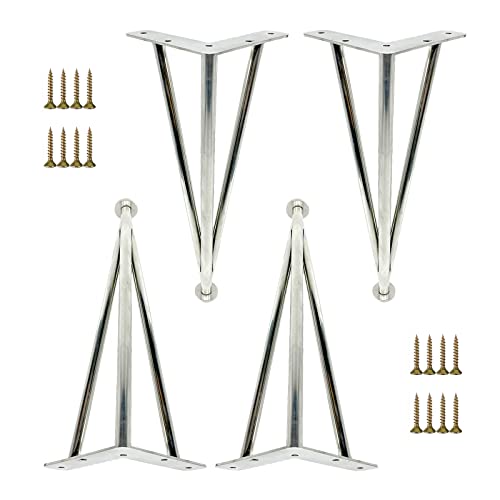 WLCNYL Möbelbeine Schwarz/Gold/Silber, 4 Stück, Tischbeine Metall, Verstellbare Möbelfüße, Möbelersatzbeine 10cm 15cm 20cm 25cm 30cm 35cm 40cm 60cm, für Soft Desk,Silver-10cm/3.9in von WLCNYL