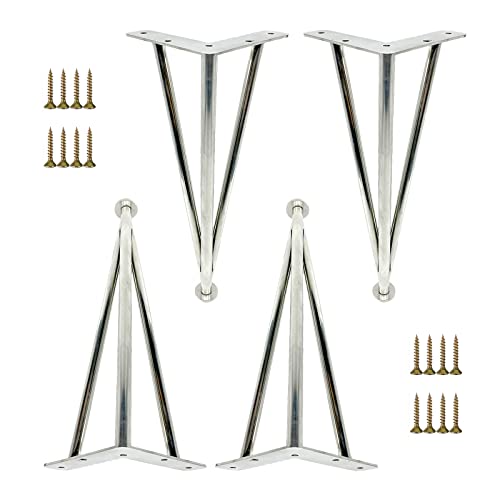WLCNYL Möbelbeine Schwarz/Gold/Silber, 4 Stück, Tischbeine Metall, Verstellbare Möbelfüße, Möbelersatzbeine 10cm 15cm 20cm 25cm 30cm 35cm 40cm 60cm, für Soft Desk,Silver-20cm/7.8in von WLCNYL